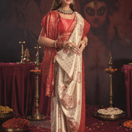 Durgotsav Satin Chiffon Saree with Blouse for Premium Festive and Ethnic Wear | ALL-DURGOTSAV VOL-01
