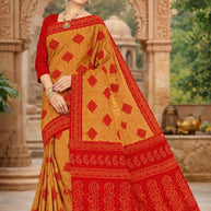 Handloom Cotton Saree with Without Blouse for Premium Ethnic and Traditional Wear | DS-CHIKU BANDHANI