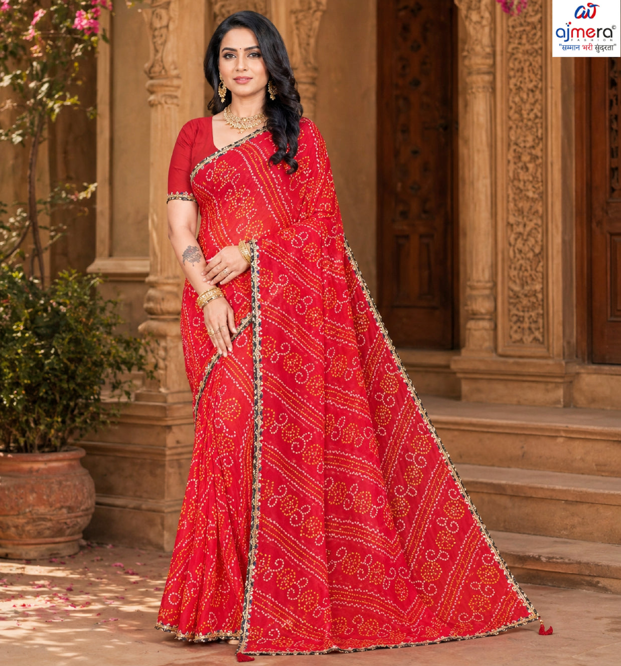Georgette Print Loose Saree with Blouse for Premium Ethnic and Traditional Wear | JS-ANJALI-2