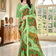 Chiffon Print Loose Saree with Blouse for Premium Ethnic and Traditional Wear | TTS-VISHWA
