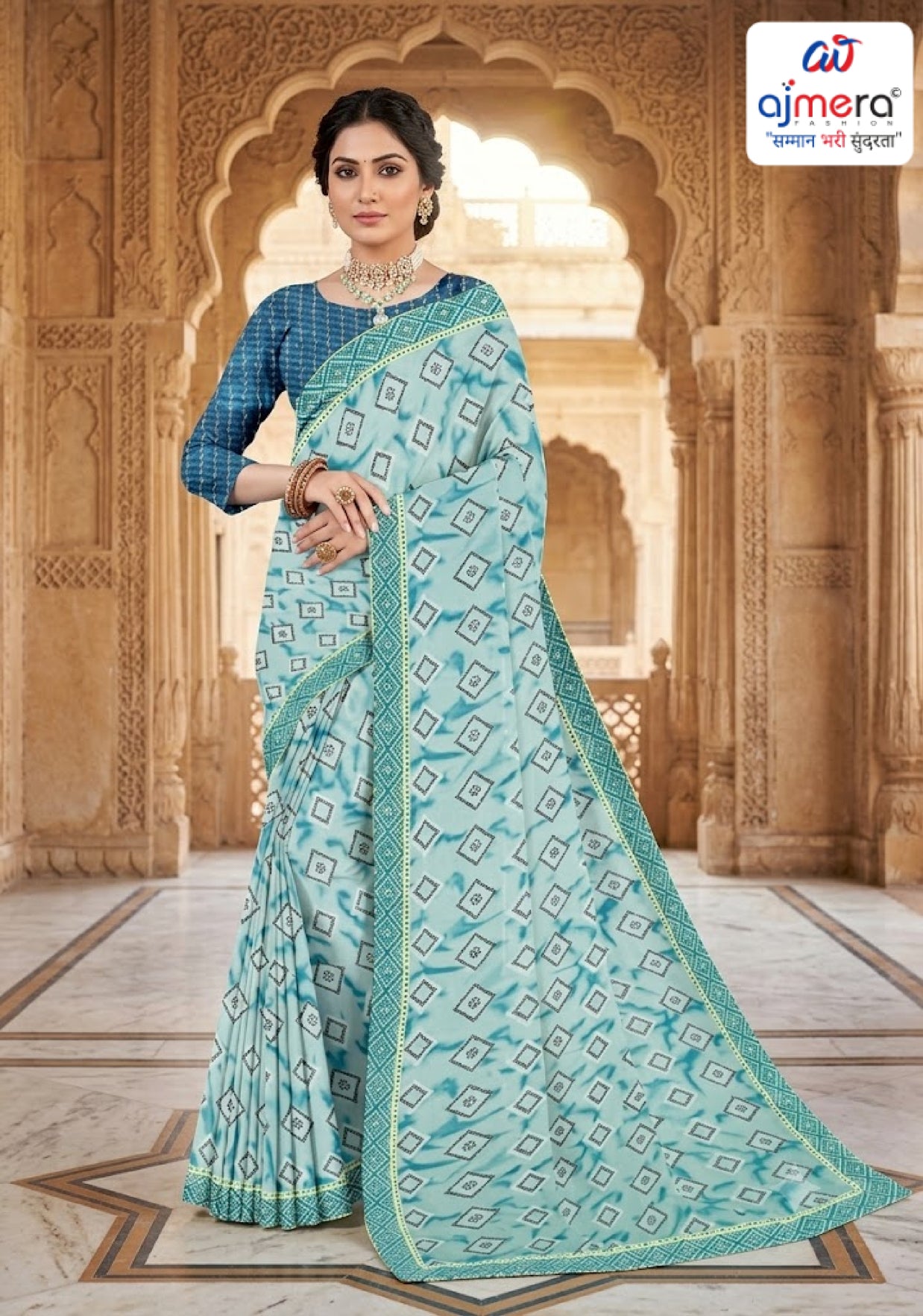 Zomato Print Loose Saree with Blouse for Premium Ethnic and Traditional Wear | CAS-INK POINT