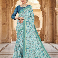 Zomato Print Loose Saree with Blouse for Premium Ethnic and Traditional Wear | CAS-INK POINT