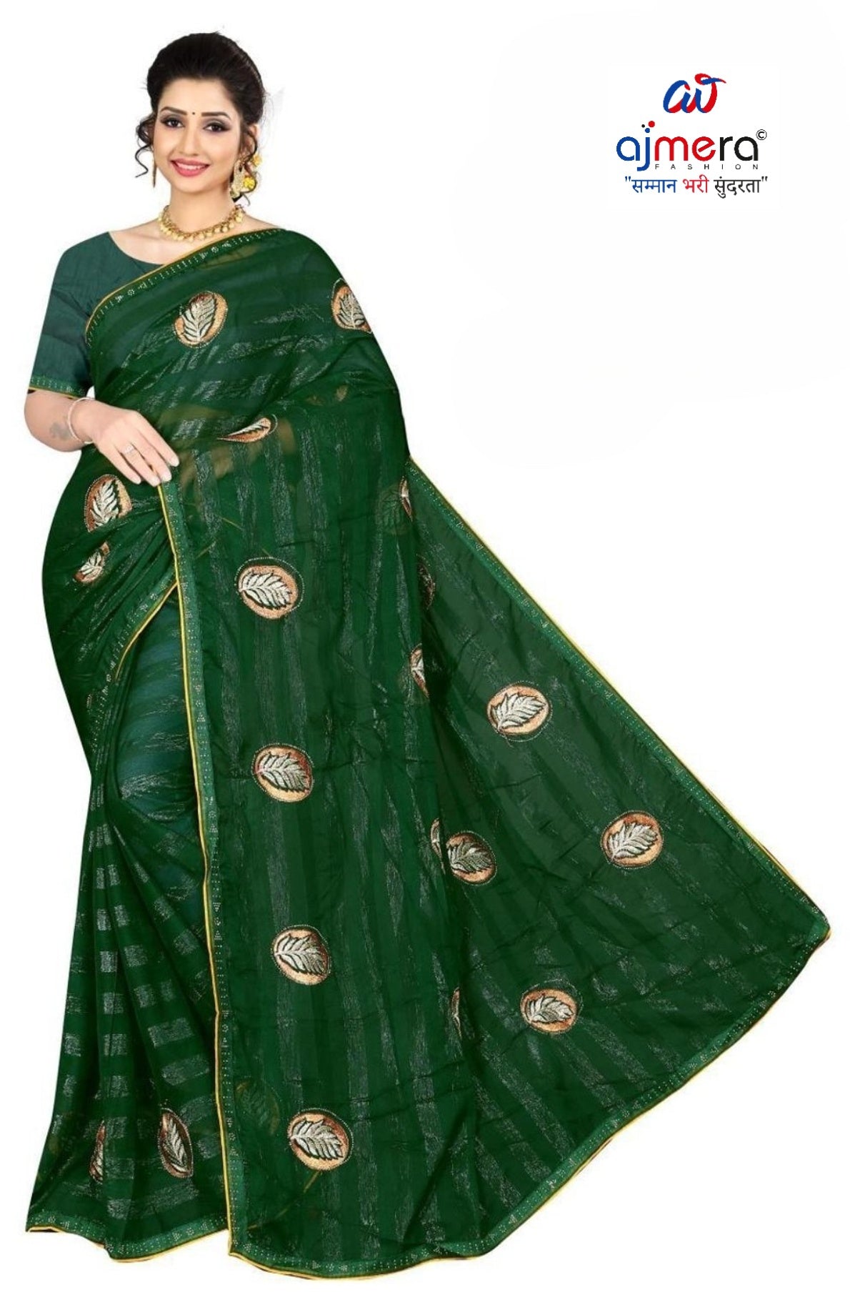 Printed Dyed Matching Saree with Blouse Piece for Premium Ethnic and Traditional Wear | VKM-ONE TIME