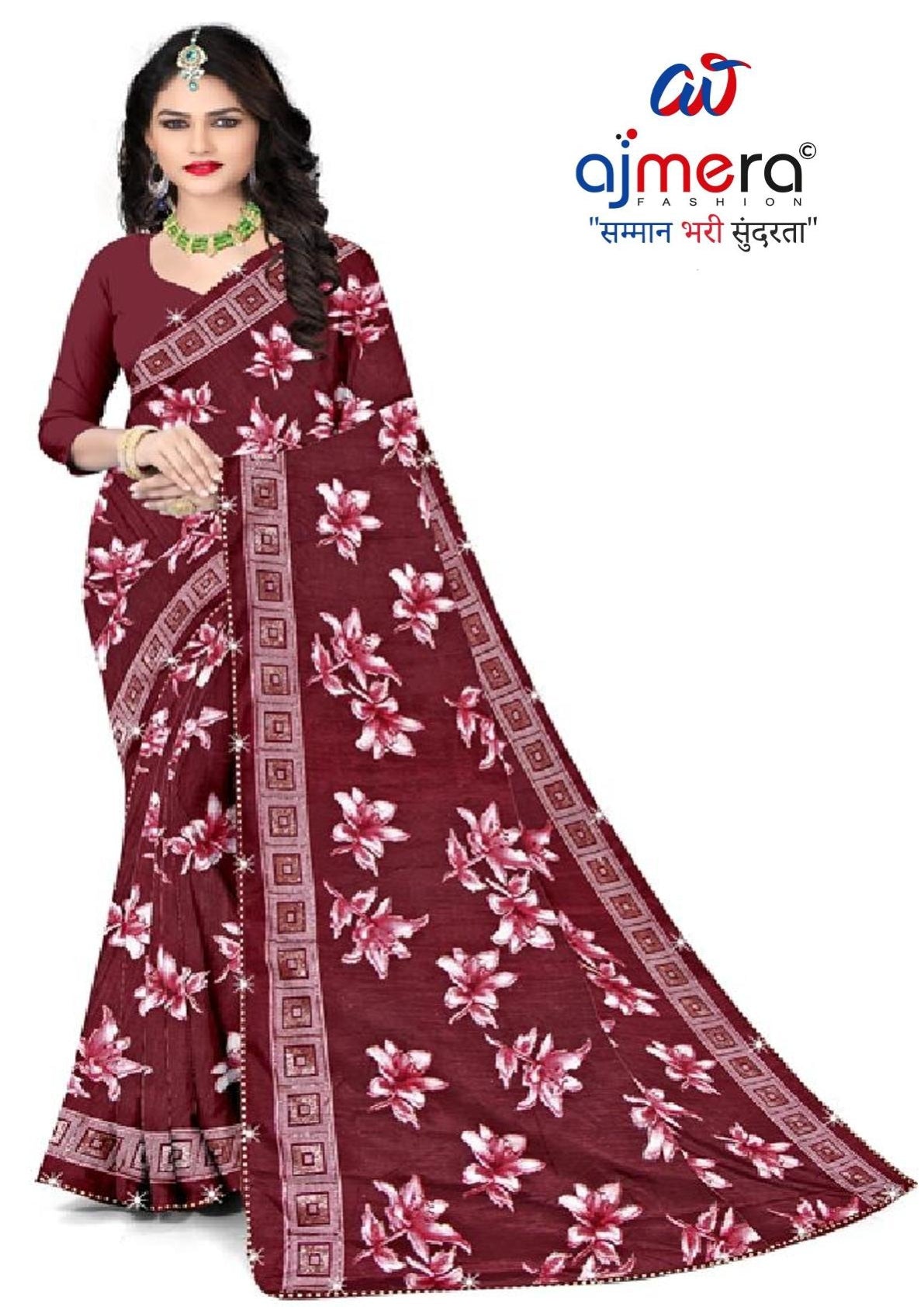 Vichitra Jari Print Loose Saree with Blouse for Premium Ethnic and Traditional Wear | CAS-MITHAS
