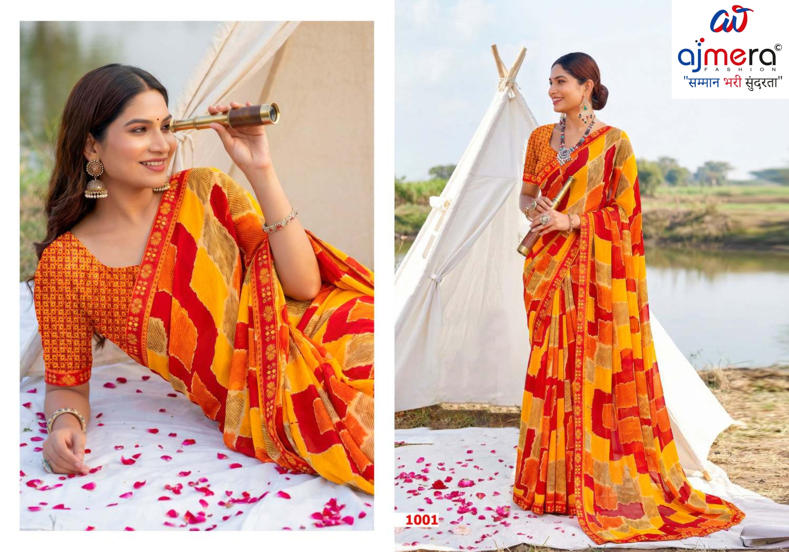 Fashionable Printed Saree with Blouse Piece for Festive Collection  | PRM-GULNASHI VOL-2