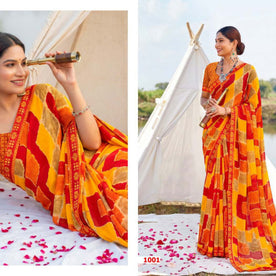 Fashionable Printed Saree with Blouse Piece for Festive Collection  | PRM-GULNASHI VOL-2