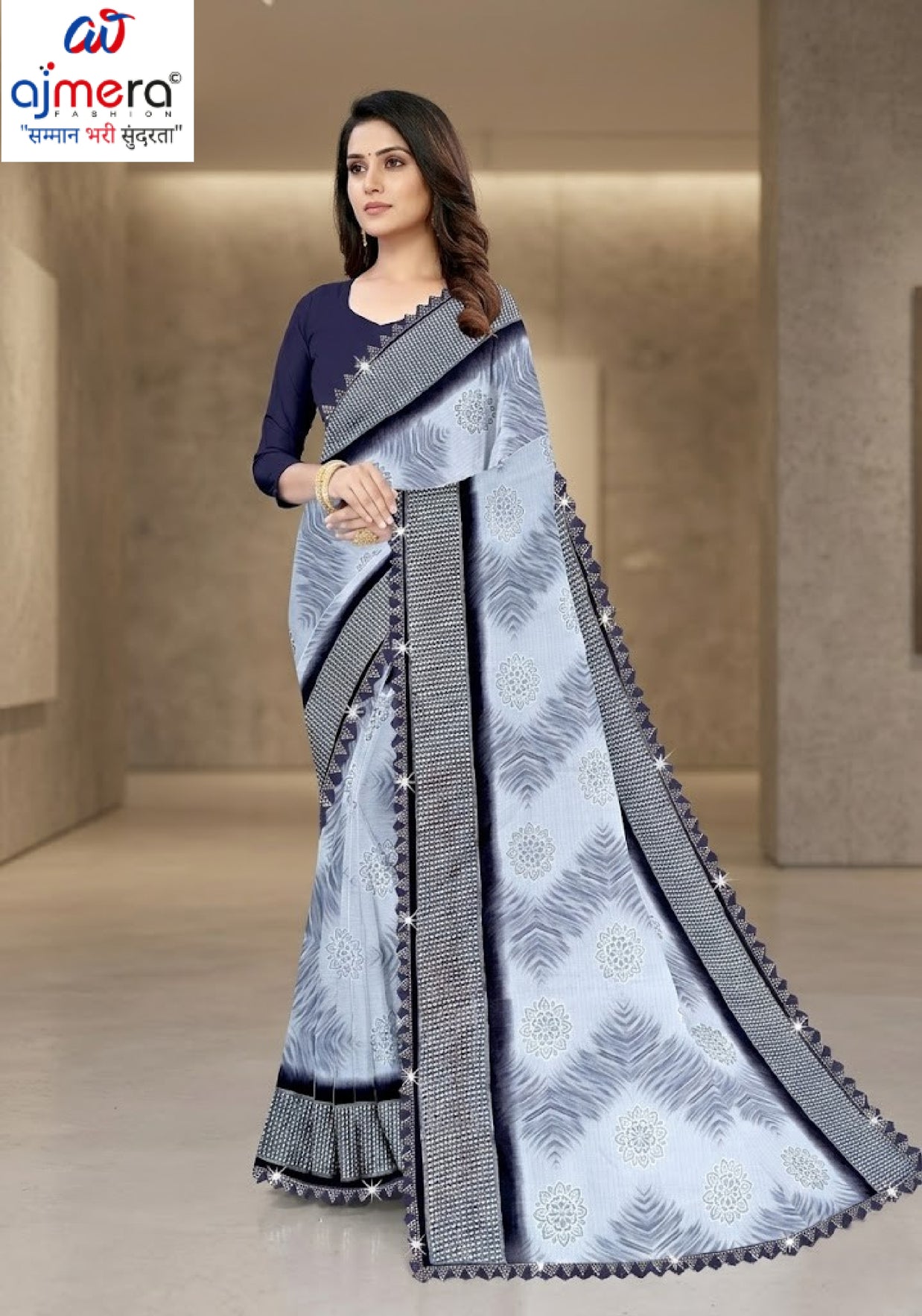 Elegant Printed Saree with Designer Blouse Piece for Festive Wear  | CAS-ZHIL MIL