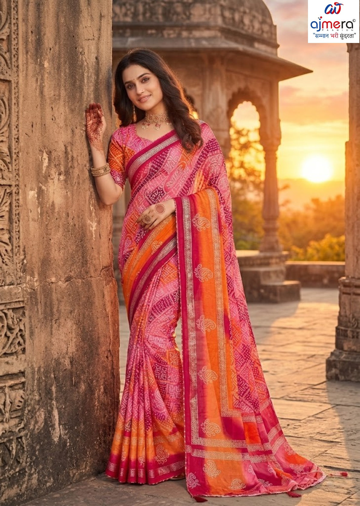 Elegant Printed Saree with Designer Blouse Piece for Festive Wear  | JS-PAYAL