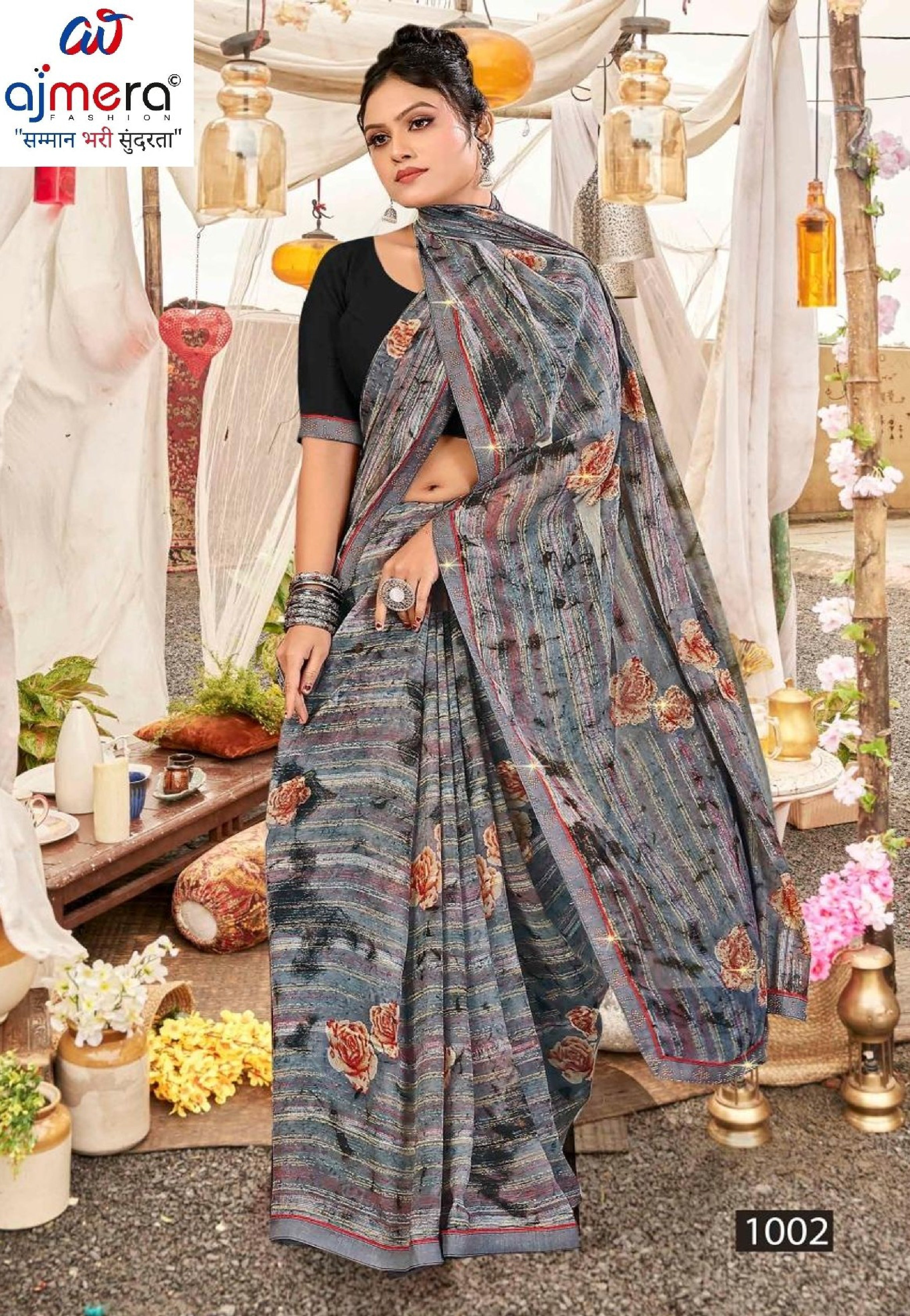Designer Printed Saree with Blouse Piece for Special Occasions | PRM-ROSE QUEEN