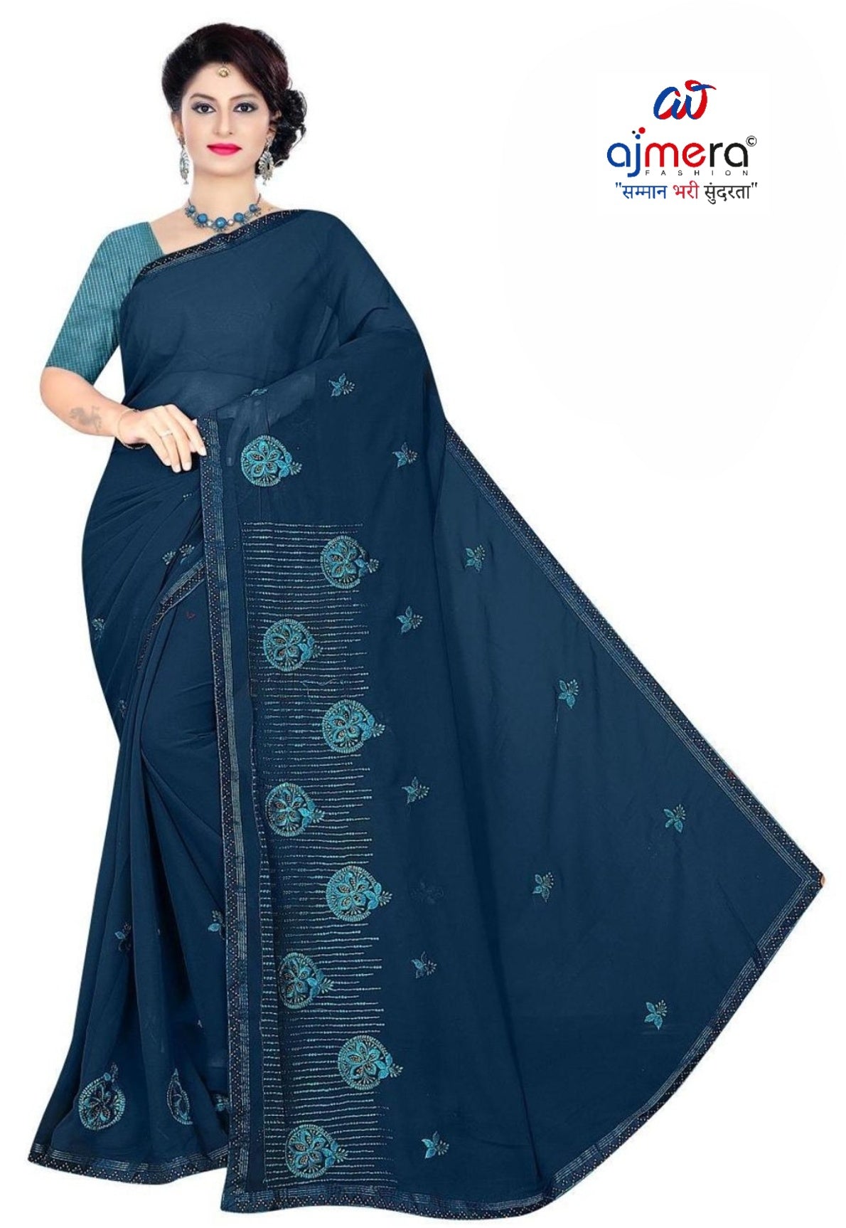 Fancy Lycra Matching Saree with Blouse Piece for Premium Ethnic and Traditional Wear | VKM-HOLIKA