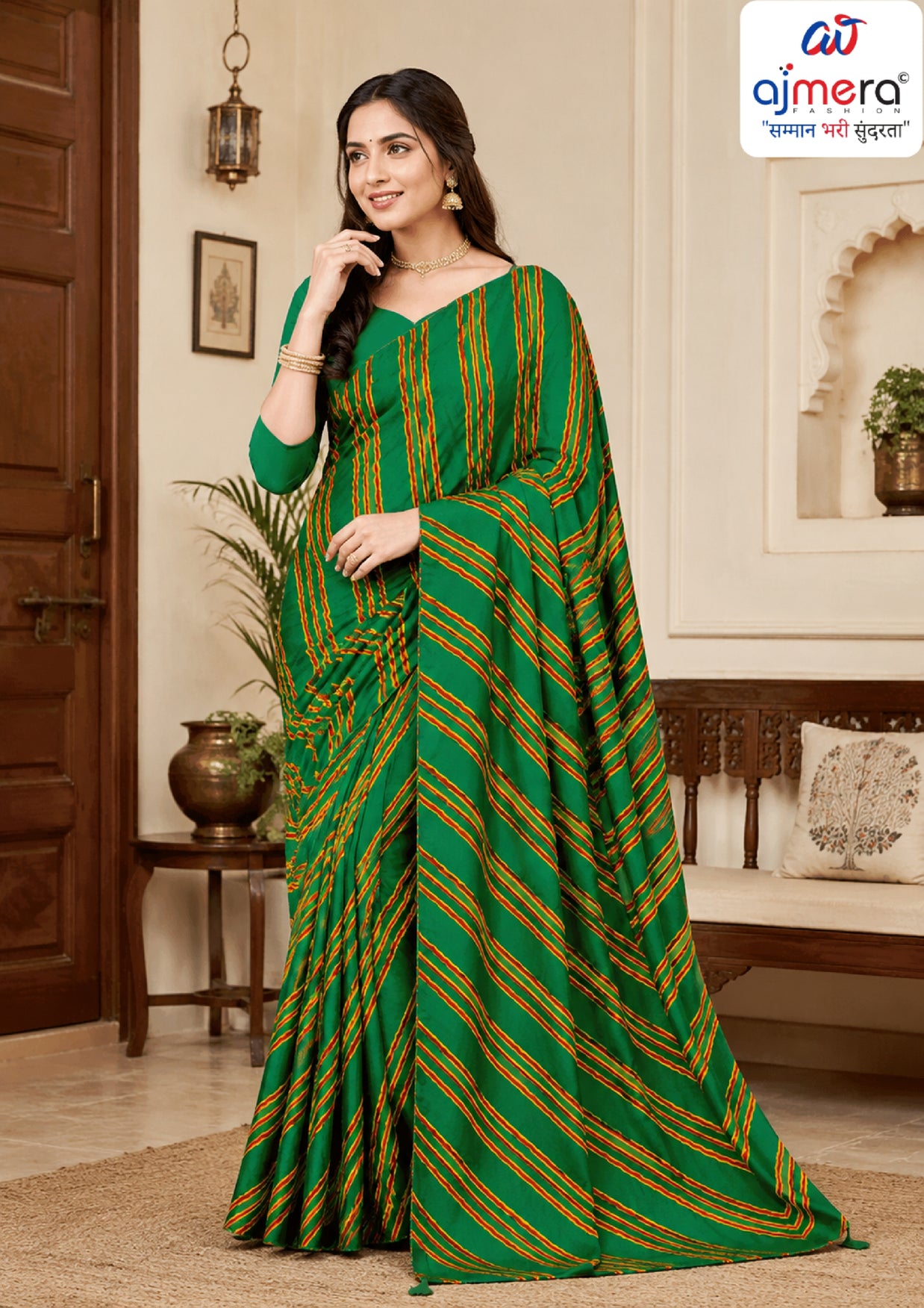 Zomato Print Loose Saree with Blouse for Premium Ethnic and Traditional Wear | CAS-SAWARIYA