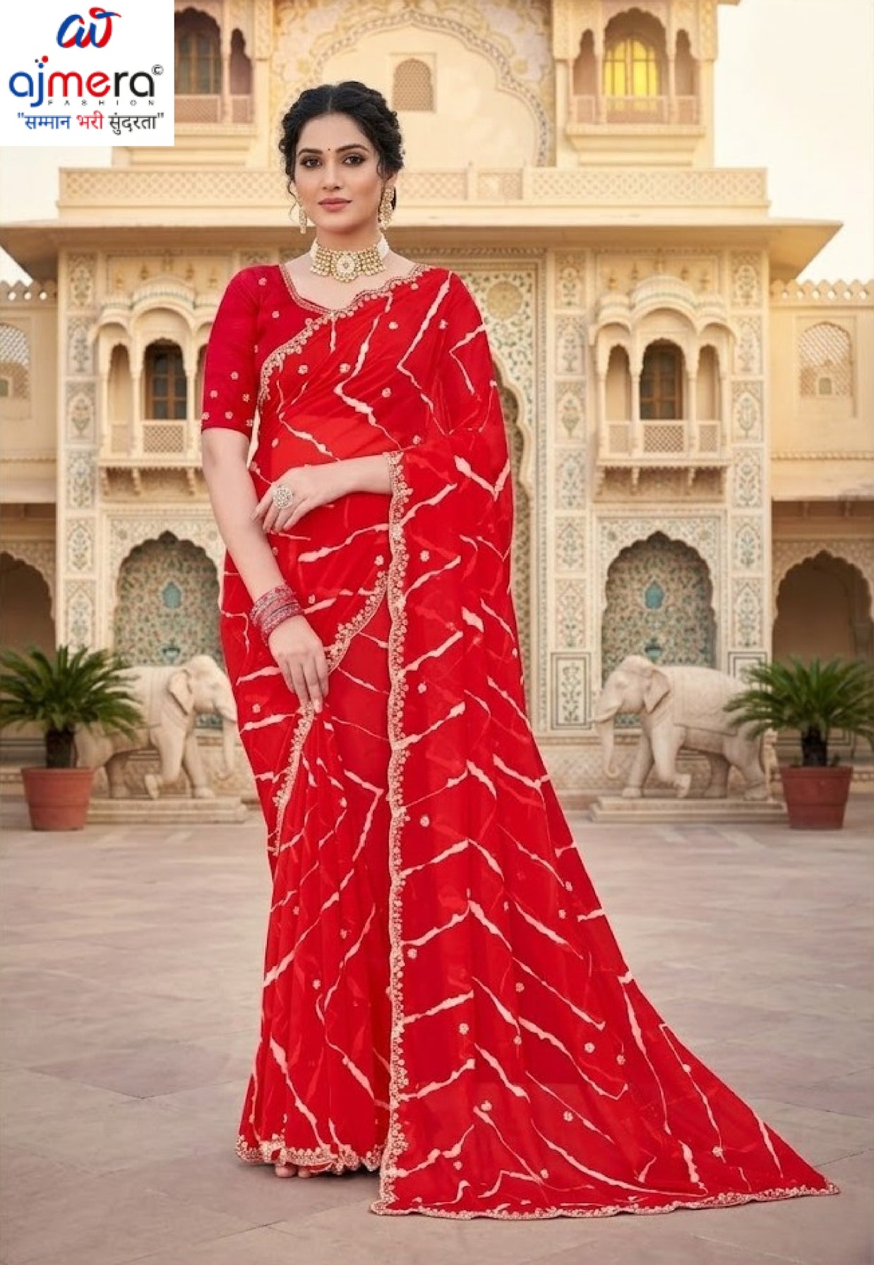 Elegant Printed Saree with Designer Blouse Piece for Festive Wear  | JS-JHANKAR
