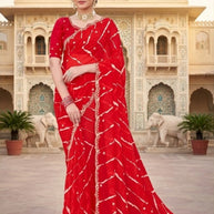 Elegant Printed Saree with Designer Blouse Piece for Festive Wear  | JS-JHANKAR
