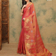 Apricot Linen Saree with Blouse for Premium Ethnic and Festive Wear | ALL-APRICOT-274