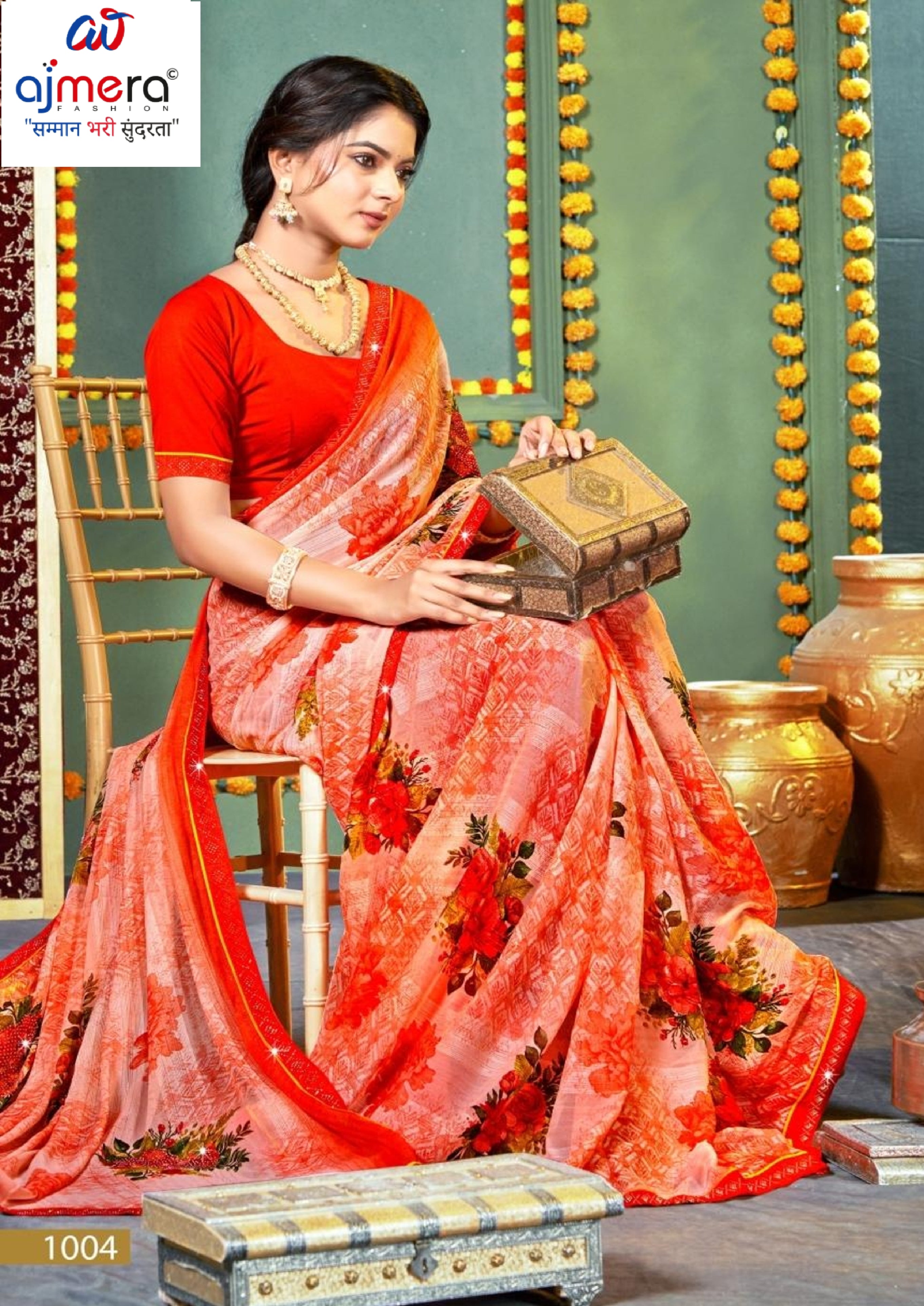 Trendy Printed Saree with Blouse Piece for Women’s Ethnic Wardrobe | PRM-PINK GIRL