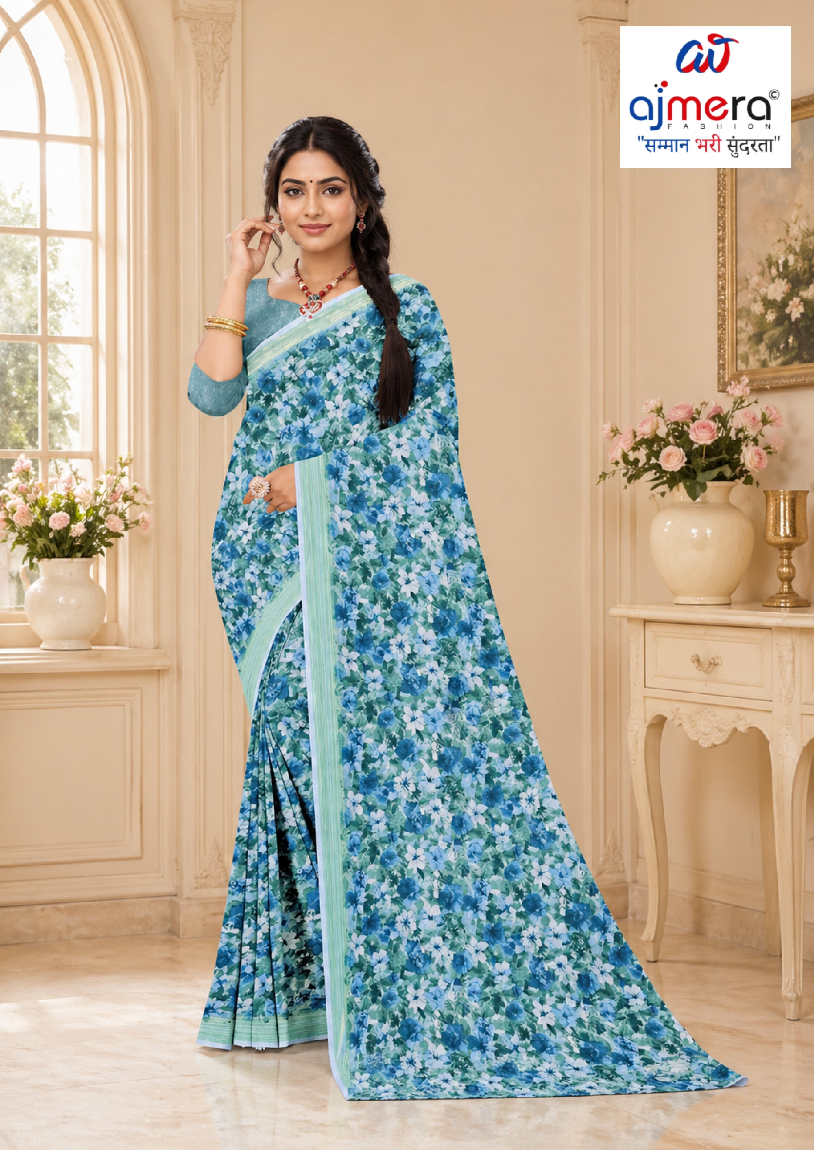 Beautiful Printed Saree with Blouse Piece for Cultural Celebrations  | GLC-ASHIRWAD
