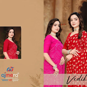 Elegant Printed Saree with Designer Blouse Piece for Festive Wear  | JS-VEDIKA