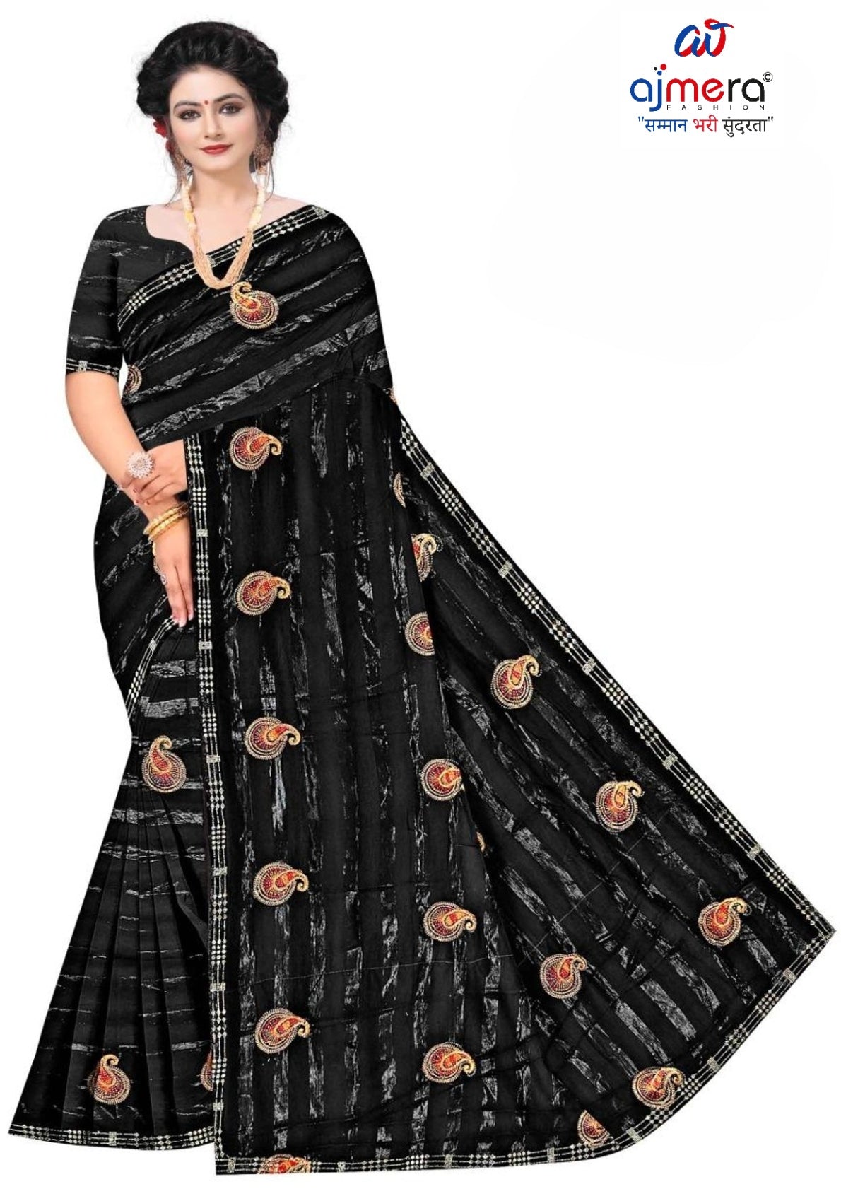 Rimzim Satin Dyed Matching Saree with Blouse Piece for Premium Ethnic and Traditional Wear | VKM-HIGH COURT