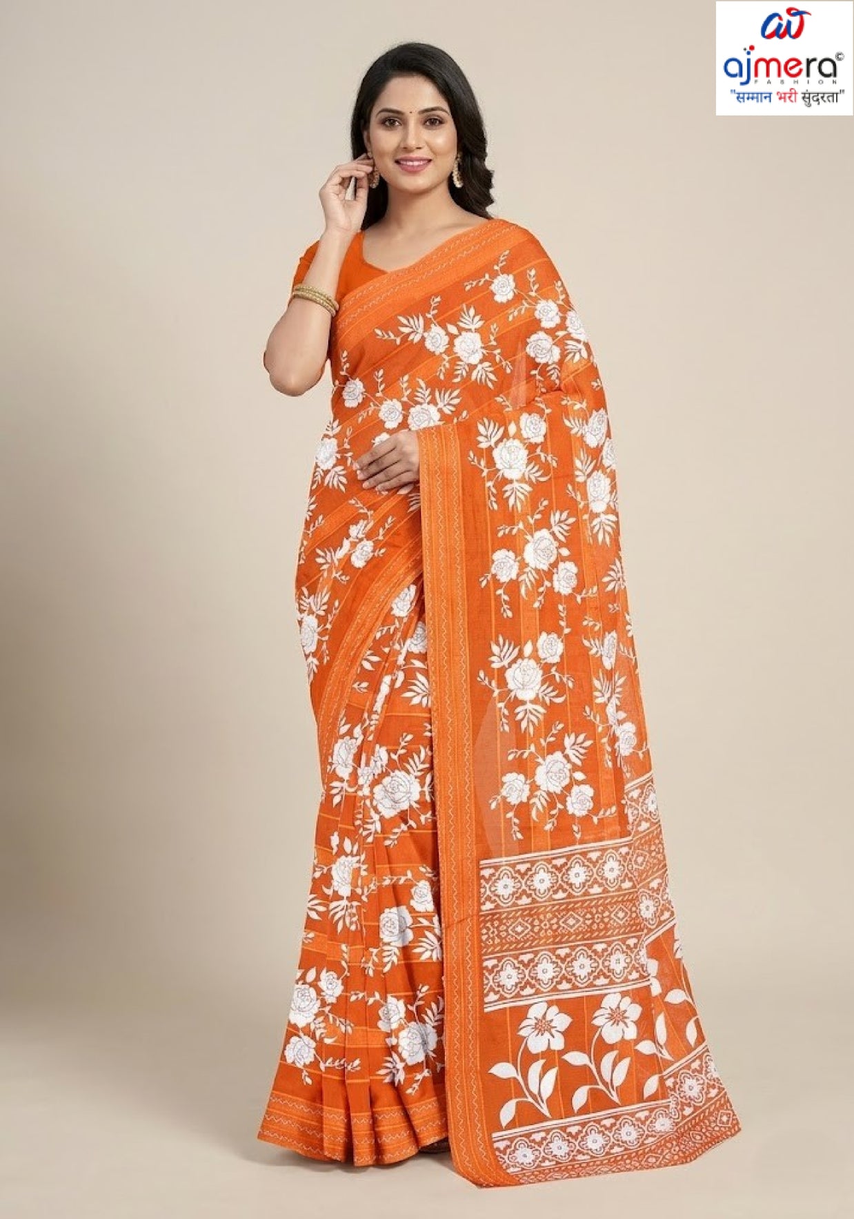 Exclusive Printed Saree with Blouse Piece for Elegant Ethnic Look  | CAS-FRESH FLOWER