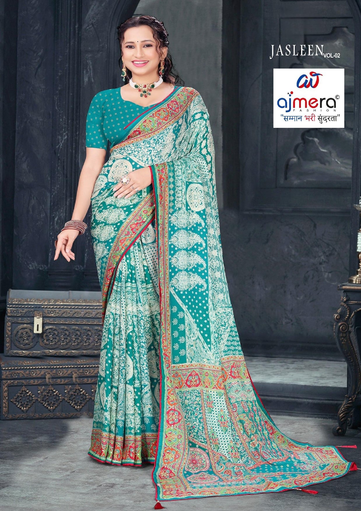Fashionable Printed Saree with Blouse Piece for Festive Collection  | RMF-JASLEEN VOL-2