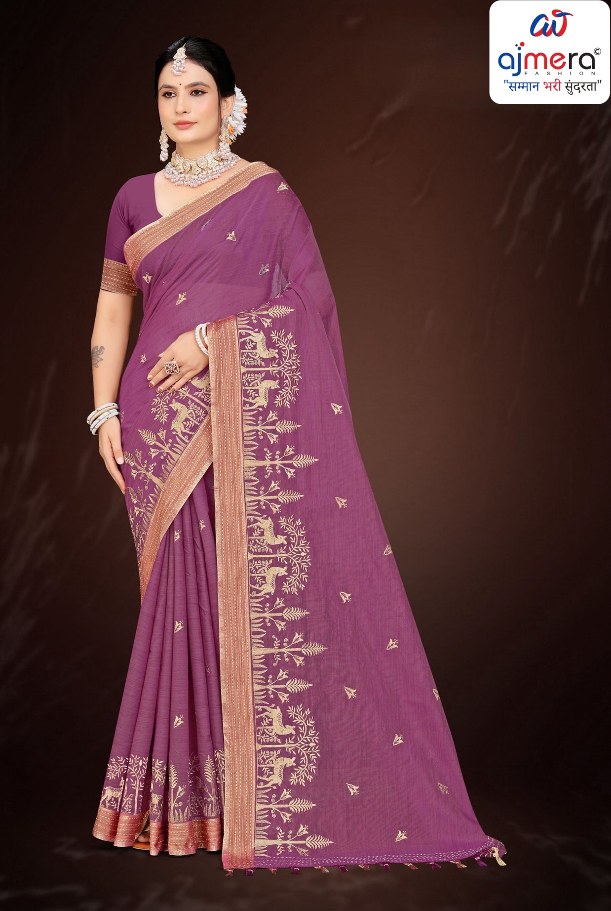 Fancy Cotton Saree with Blouse Piece for Premium Ethnic and Traditional Wear | PUT-NOORI