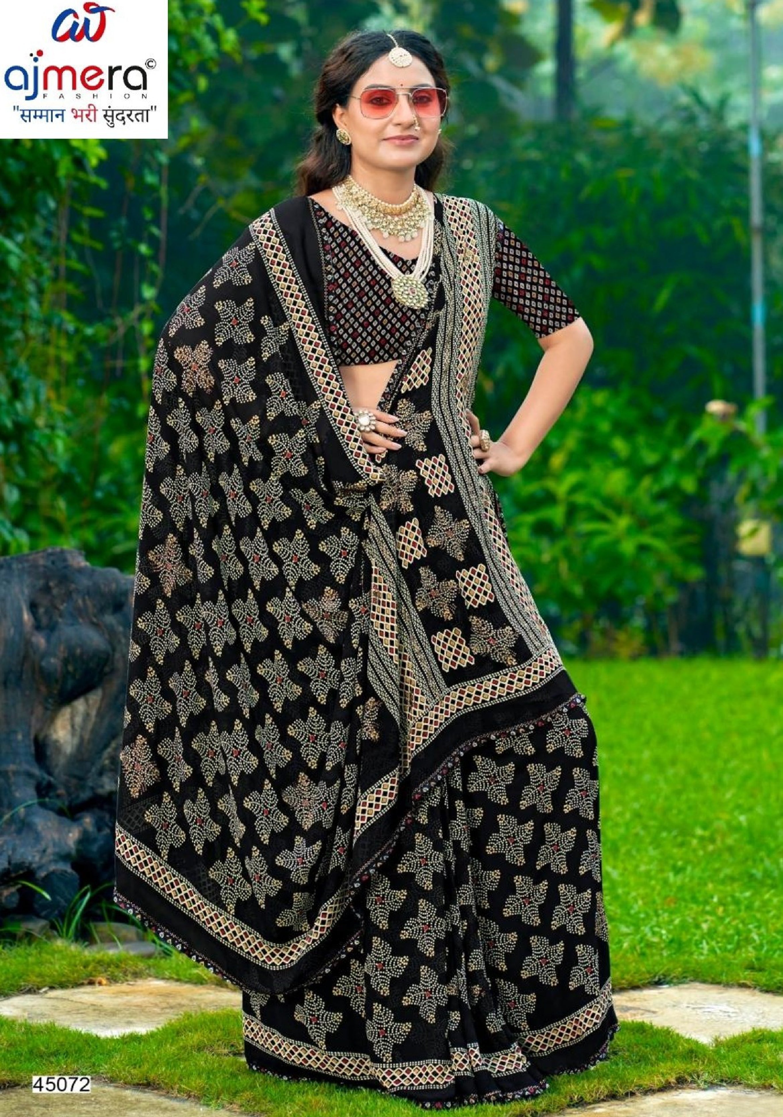 Premium Printed Saree with Matching Blouse Piece for Ethnic Elegance  | VDT-DISCO-11
