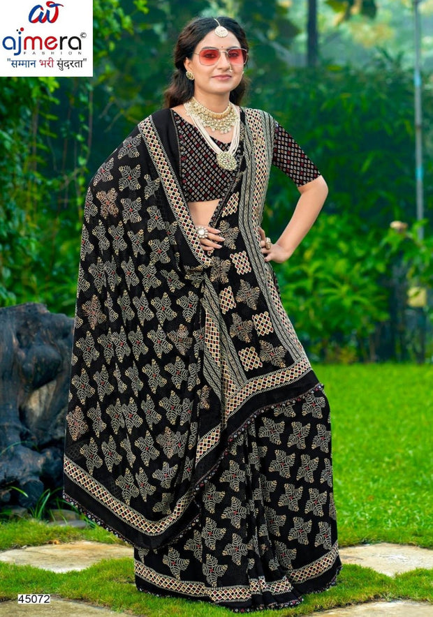 Premium Printed Saree with Matching Blouse Piece for Ethnic Elegance  | VDT-DISCO-11
