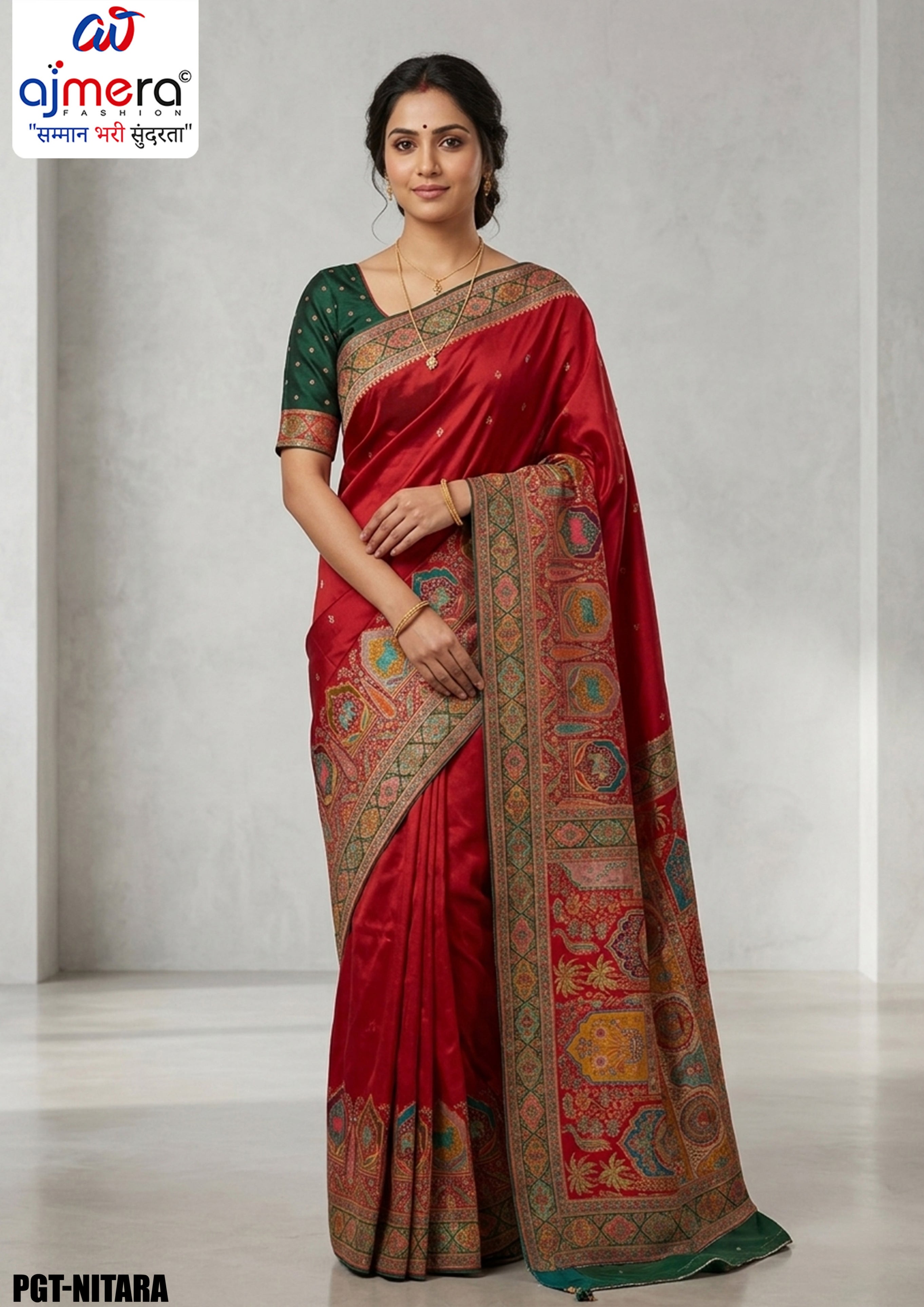 Classic Border Jacquard Silk Saree With Blouse Piece | PGT-NITARA
