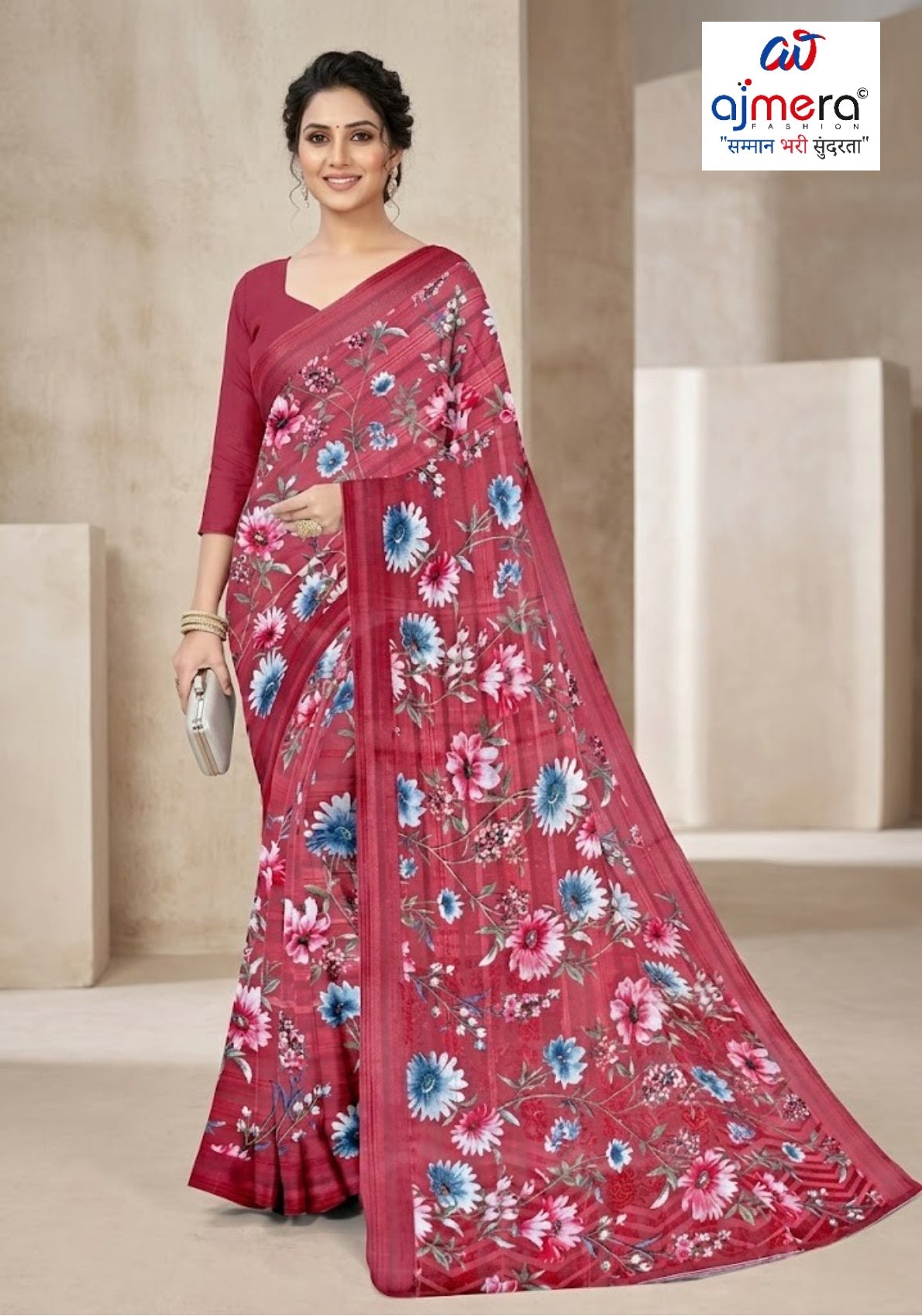 Classic Printed Saree without Blouse for Timeless Traditional Style | CAS-SMART SILK