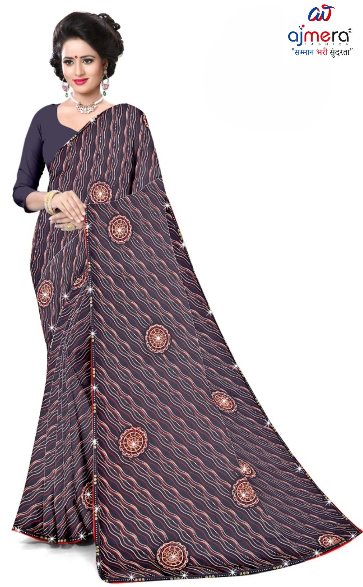 Fashionable Printed Saree with Blouse Piece for Festive Collection  | CAS-PANCHWATI