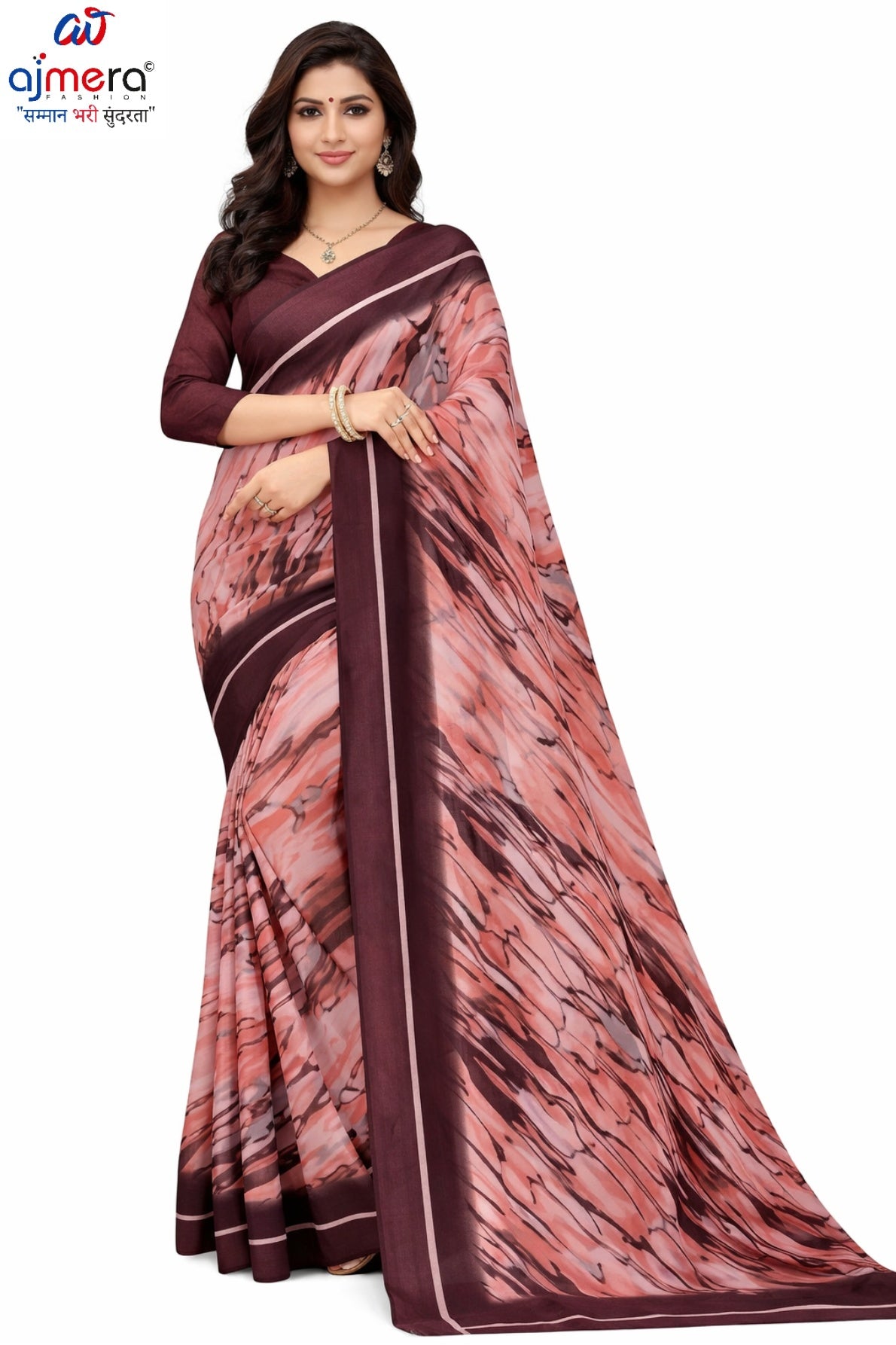 Linen Jari Print Loose Saree with Blouse for Premium Ethnic and Traditional Wear | SBI-SATIN SILK