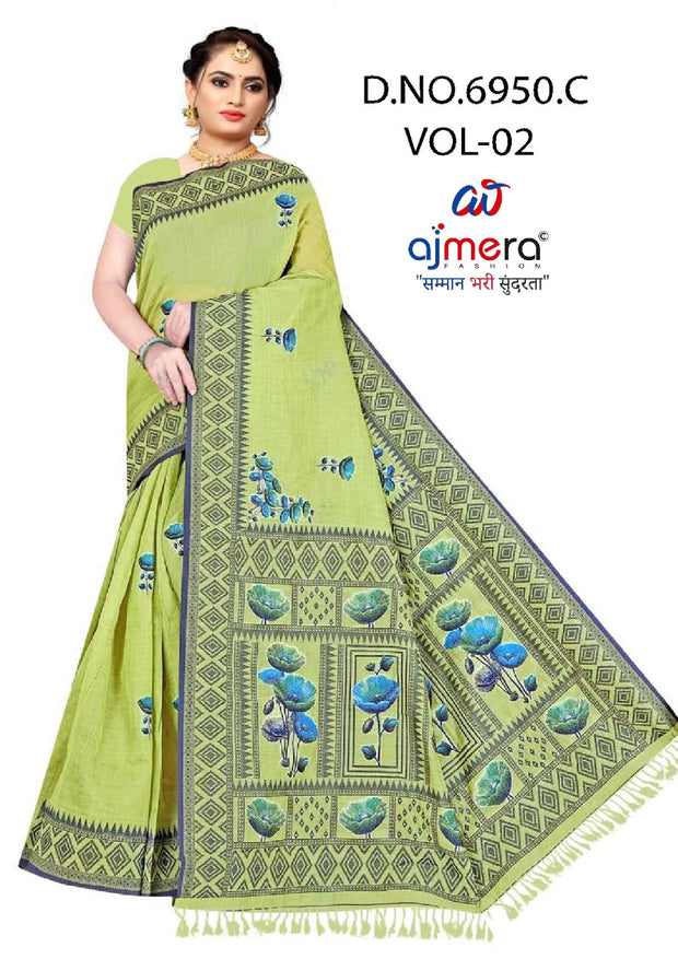 Designer Rapier Silk Matching Saree With Blouse Piece | DBU-HANSHA COTTON VOL-2