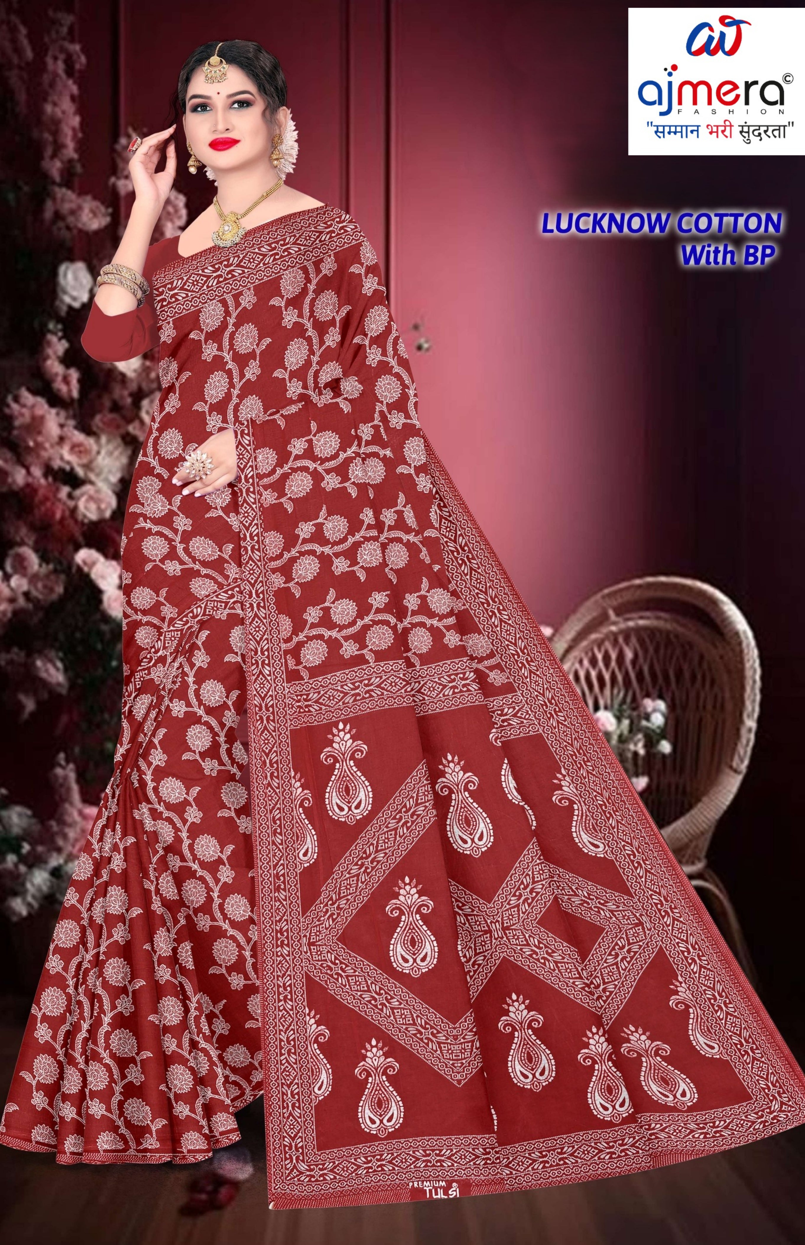 Soft Cotton Saree with Blouse Piece for Premium Ethnic and Traditional Wear | TLS-LUCKNOW COTTON WITH BP