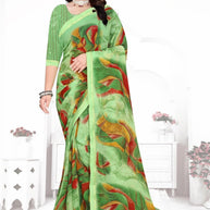 Chiffon Print Loose Saree with Blouse for Premium Ethnic and Traditional Wear | TTS-VISHWA