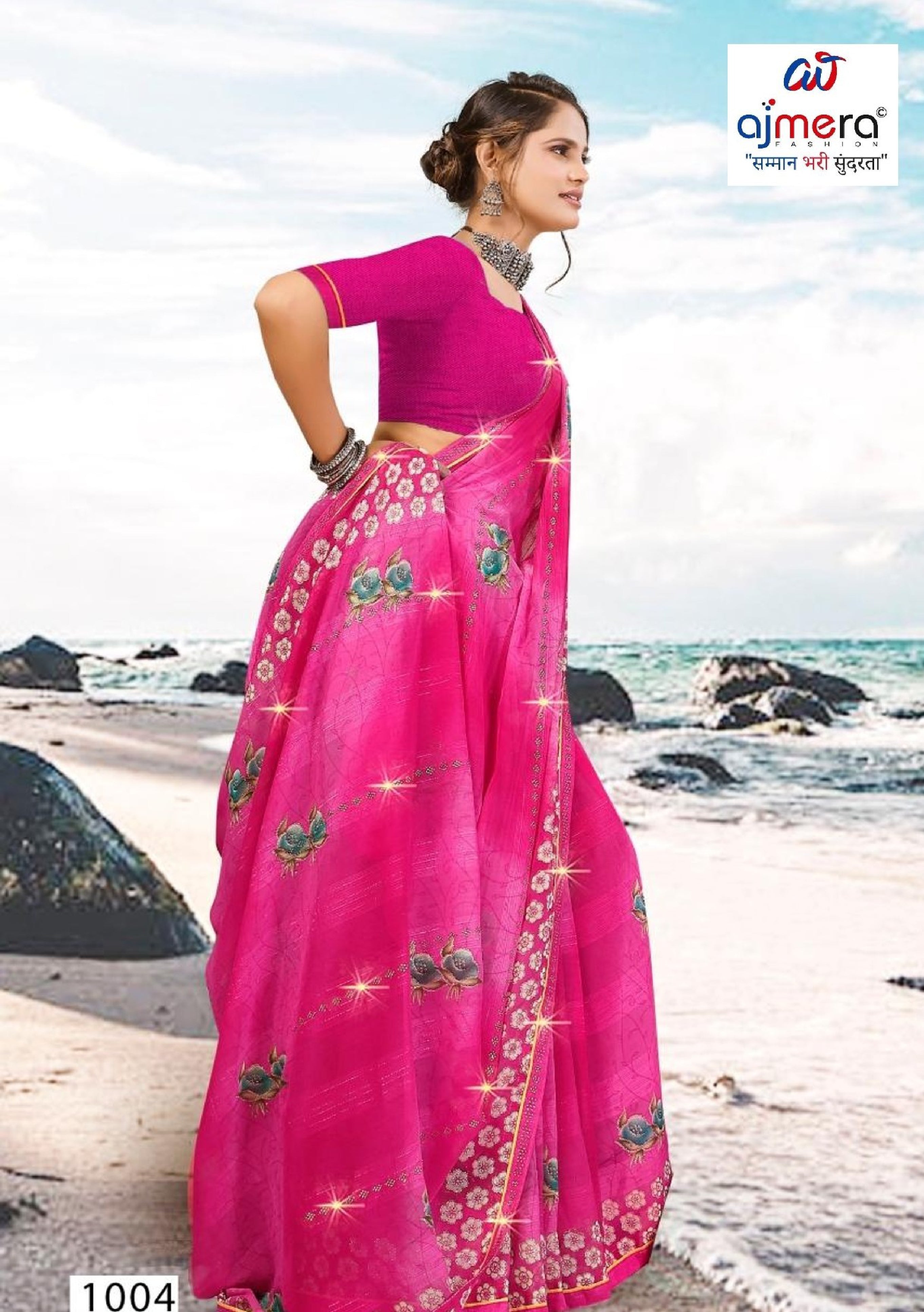 Premium Printed Saree with Matching Blouse Piece for Ethnic Elegance | PRM-TWO GULAB