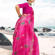 Premium Printed Saree with Matching Blouse Piece for Ethnic Elegance | PRM-TWO GULAB