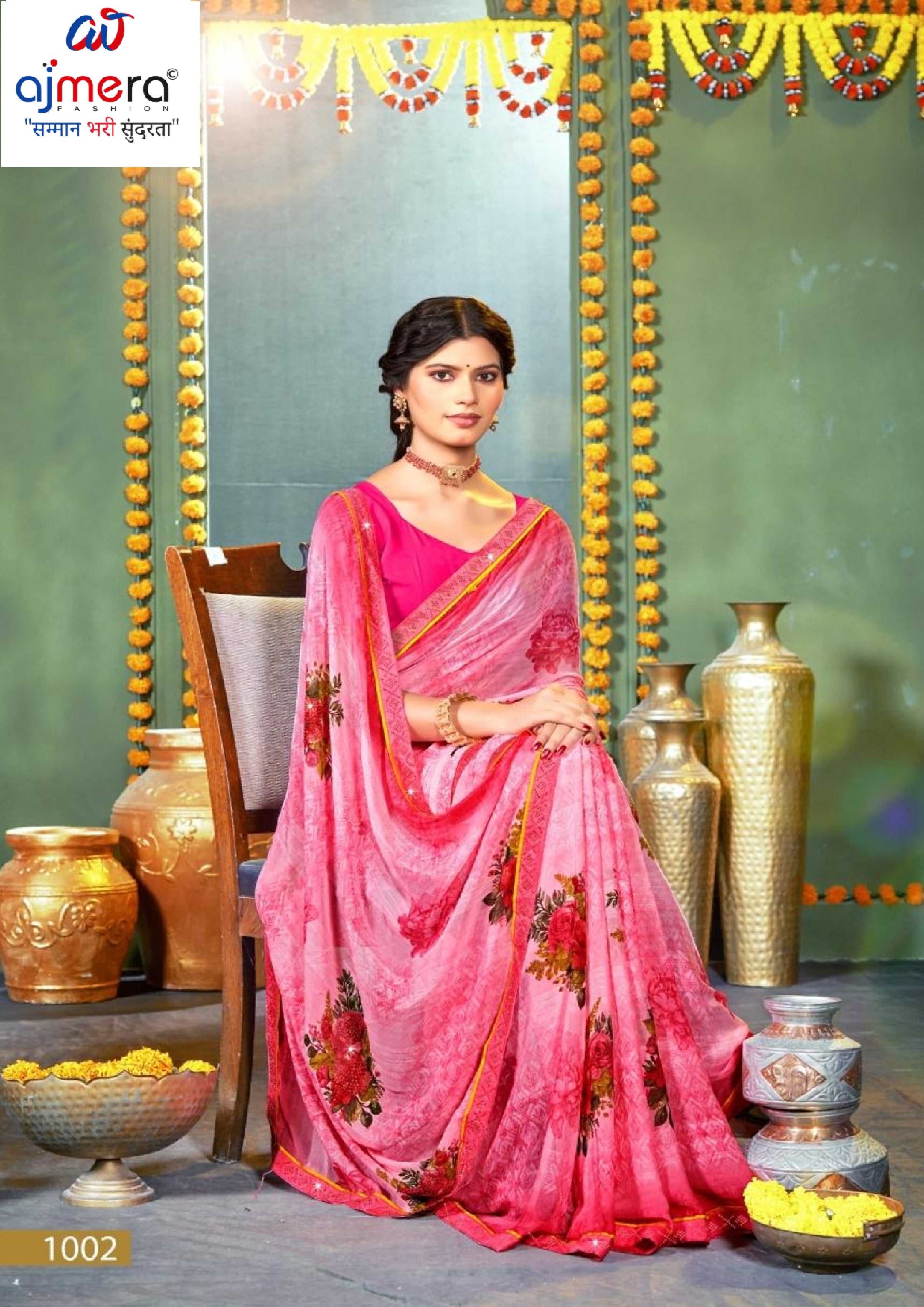 Trendy Printed Saree with Blouse Piece for Women’s Ethnic Wardrobe | PRM-PINK GIRL