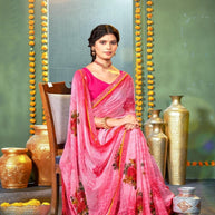 Trendy Printed Saree with Blouse Piece for Women’s Ethnic Wardrobe | PRM-PINK GIRL
