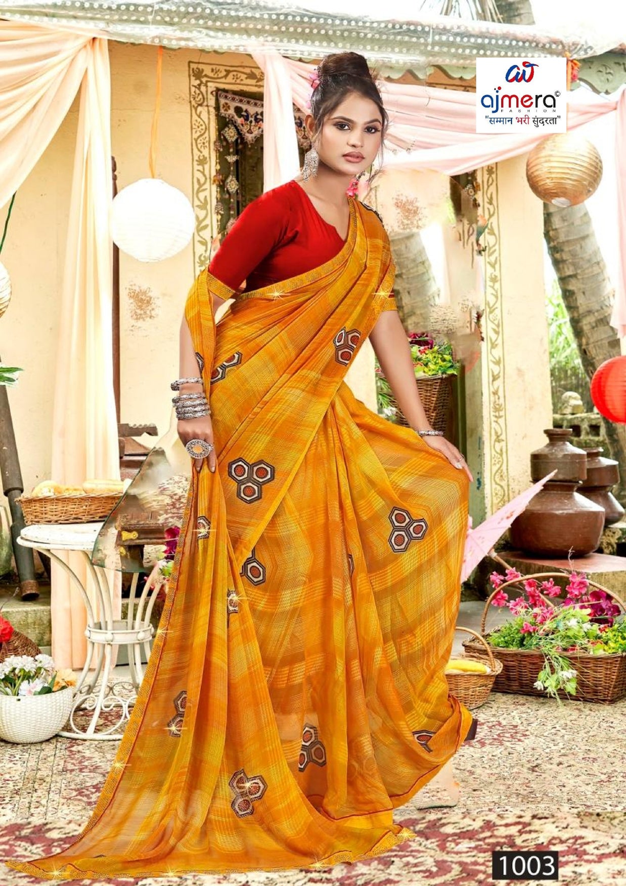 Classic Printed Saree with Blouse Piece for Timeless Traditional Style | PRM-THREE GOLI