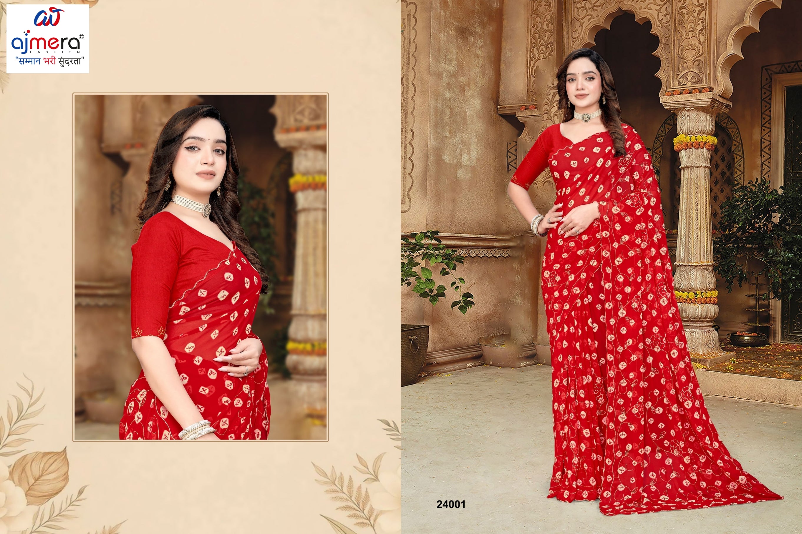 Elegant Printed Saree with Designer Blouse Piece for Festive Wear  | JS-VEDIKA