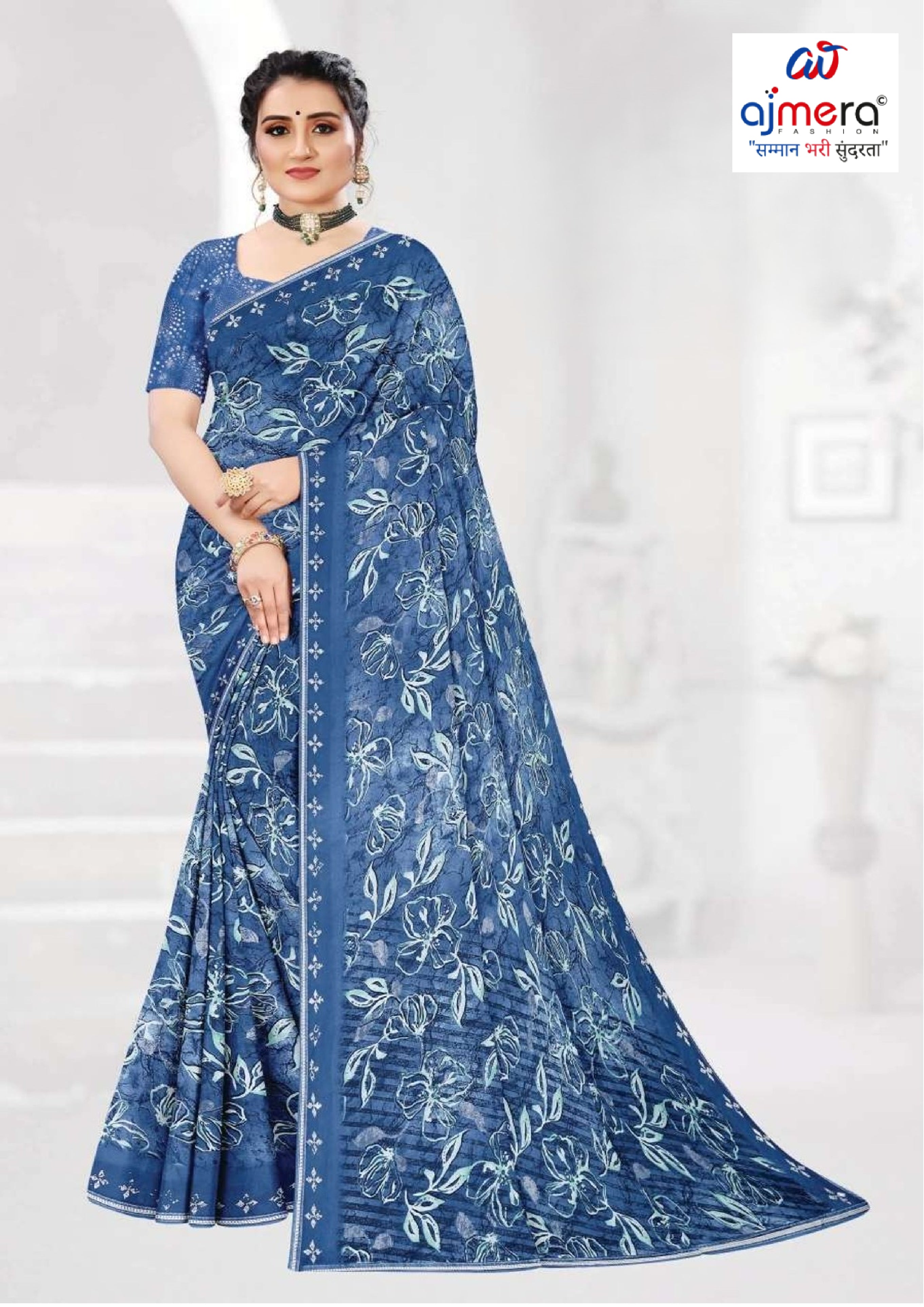 Fashionable Printed Saree with Blouse Piece for Festive Collection | GLC-LARA CHIFFION