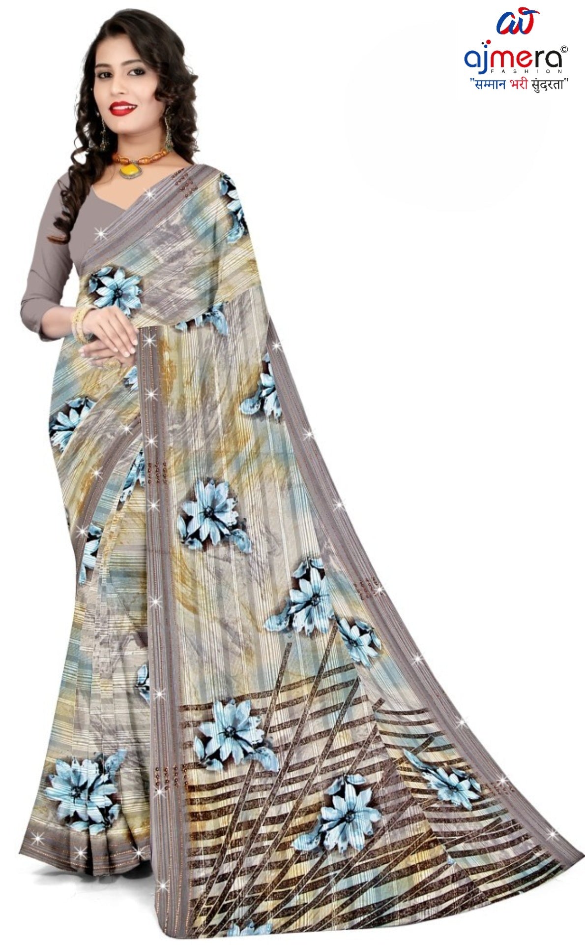 Designer Printed Saree with Blouse Piece for Special Occasions  | CAS-AMRUT DHARA