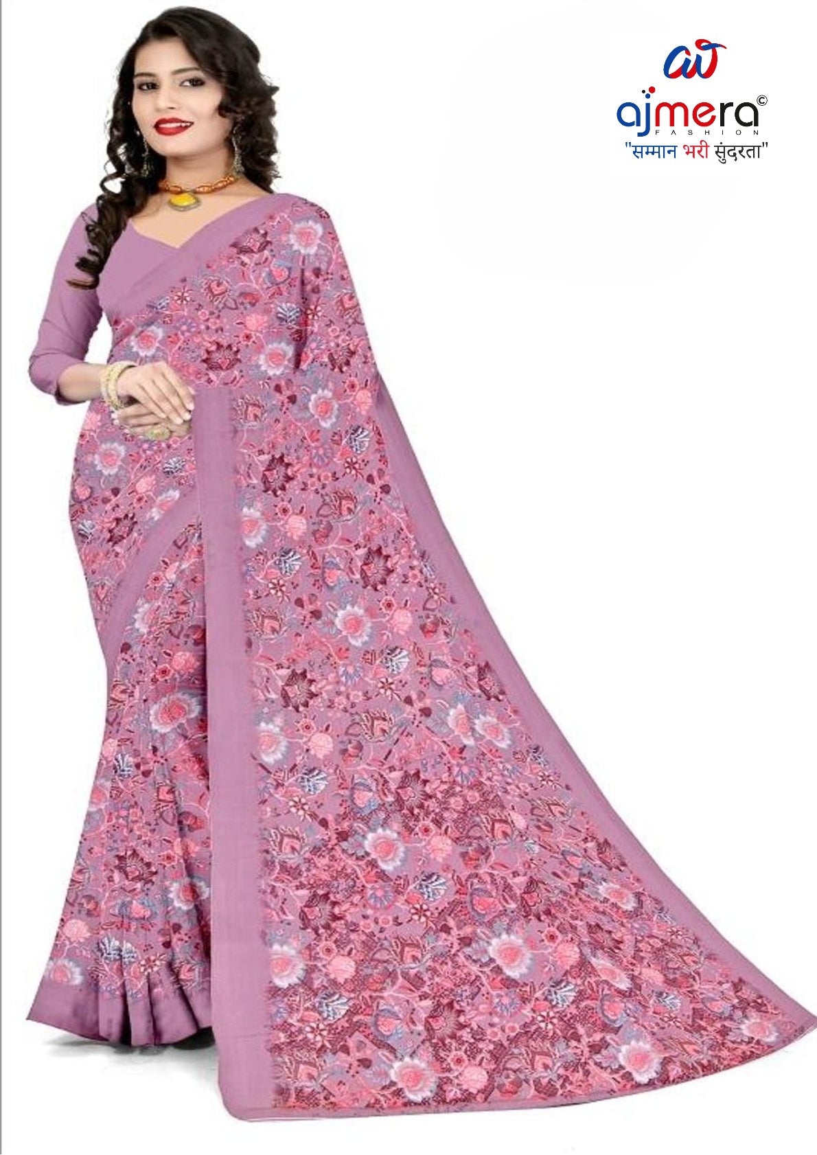 Heavy Reniyal Print Loose Saree without Blouse for Premium Ethnic and Traditional Wear | CAS-PREMIUM