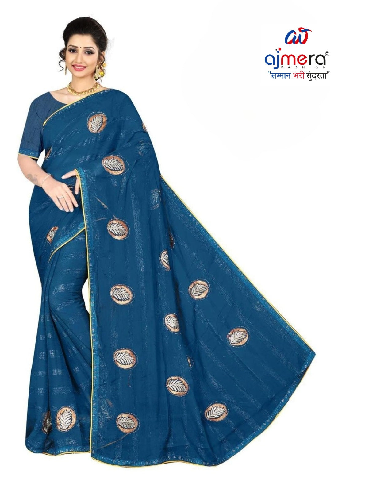 Printed Dyed Matching Saree with Blouse Piece for Premium Ethnic and Traditional Wear | VKM-ONE TIME
