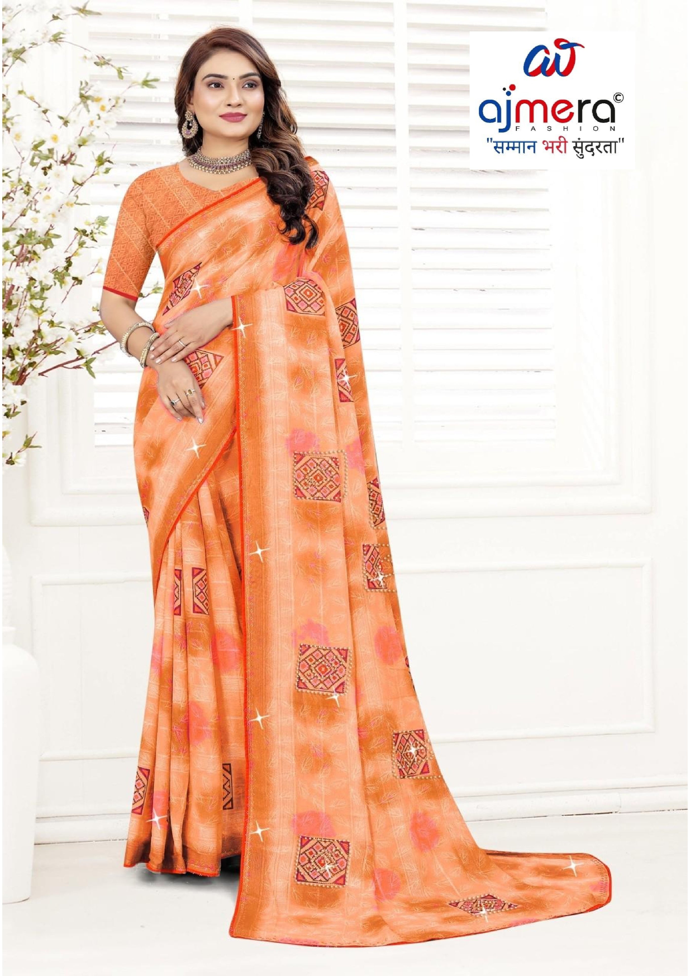 Chic Printed Saree with Blouse Piece for Sophisticated Ethnic Style  | TTS-EKNOOR