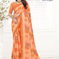 Chic Printed Saree with Blouse Piece for Sophisticated Ethnic Style  | TTS-EKNOOR