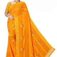 Premium Dyed Matching Saree with Blouse Piece for Premium Ethnic and Traditional Wear | VKM-LOVE GURU