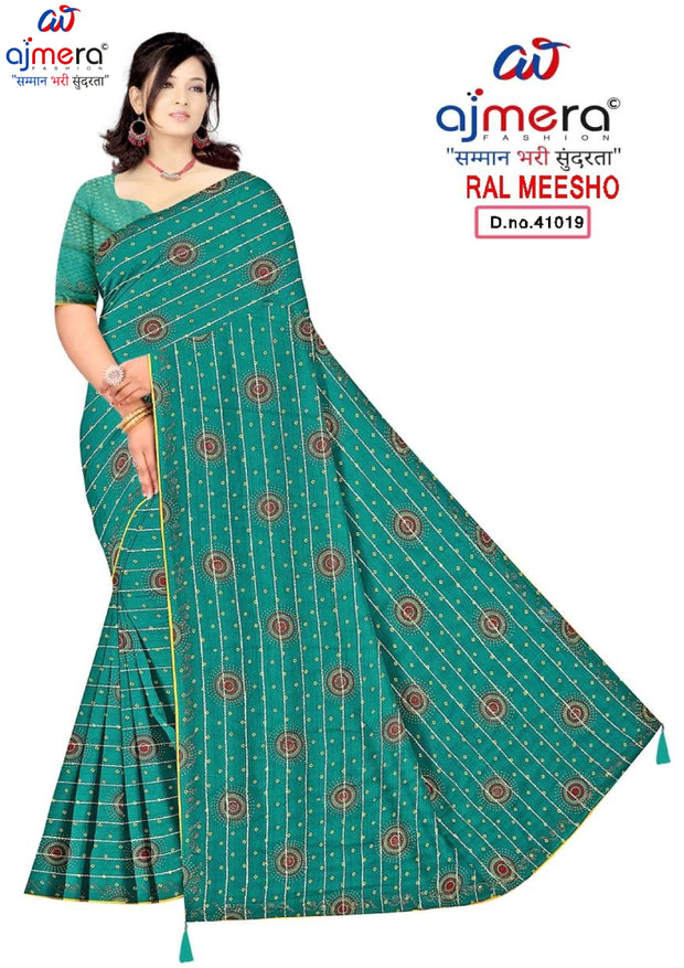 Party Wear Dyed Matching Saree with Blouse Piece for Premium Ethnic and Traditional Wear | RAL-MEESHO