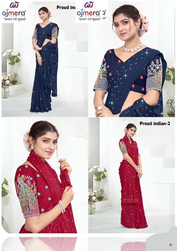 Georgette Dyed Matching Saree Wholesaler with Blouse Piece for Premium Ethnic and Traditional Wear | RLL-PROUD INDIAN-2