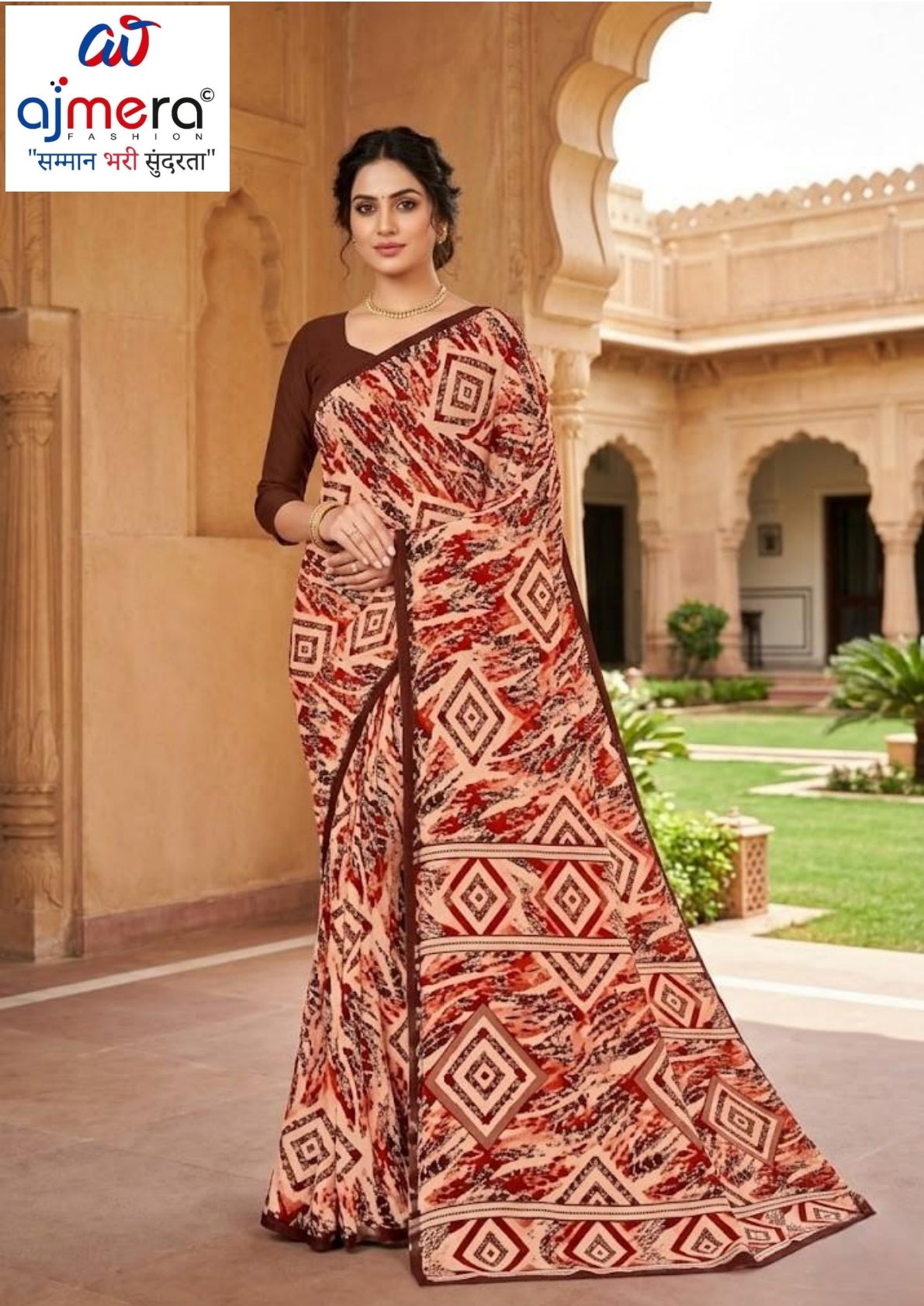 Printed Print Loose Saree with Blouse for Premium Ethnic and Traditional Wear | SGR-RENIYAL CRAPE